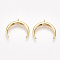 Brass Charms, Double Horn/Crescent Moon, Nickel Free, Real 18K Gold Plated, 13x14x1mm, Hole: 0.8mm