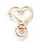 Alloy Swivel Snap Hook Clasps, Heart, Light Gold, 33.2x23.9x6mm, Hole: 5x9mm