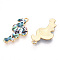 Printed Light Gold Tone Alloy Pendants, Flamingo Charms, Light Sky Blue, 28.5x14x2mm, Hole: 1.5mm