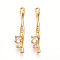 Brass Micro Pave Cubic Zirconia Pendants, Real 18K Gold Plated, Long-Lasting Plated, Nickel Free, 29x5.5x4mm, Hole: 1.4mm