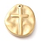 304 Stainless Steel Pendants, Flat Round with Cross Charm, Real 14K Gold Plated, 19.5x18x3mm, Hole: 1.2mm