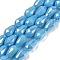 Opaque Solid Color Electroplate Glass Beads Strands, AB Color Plated, Faceted, Teardrop, Light Sky Blue, 11.5x8mm, Hole: 1.2mm, about 55~57pcs/strand, 25.59 inch(65cm)