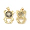 Brass Micro Pave Cubic Zirconia Pendants, Cadmium Free & Lead Free, Bear Charms, Golden, Black, 24x17x4mm, Hole: 4.5x3mm