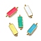 304 Stainless Steel Enamel Rectangle Connector Charms, Ion Plating(IP), Real 14K Gold Plated, Mixed Color, 15x5x2mm, Hole: 1mm