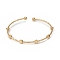 Rack Plating Brass Cuff Bangles, Long-Lasting Plated Round Bead Bangles for Women Men, Cadmium Free & Lead Free, Real 18K Gold Plated, Inner Diameter: 2-3/8 inch(5.9cm)