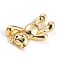 Brass Micro Pave Black Cubic Zirconia Pendants, Long-Lasting Plated, Bear, Real 18K Gold Plated, 22x13.6x5mm, Hole: 4x2mm