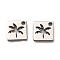 Non-Tarnish 304 Stainless Steel Charms, Square with Coconut Tree Charm, Stainless Steel Color, 5.5x5.5x0.8mm, Hole: 1mm