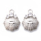 Brass Micro Pave Clear Cubic Zirconia Pendants, Nickel Free, Flower with Inverted Triangle, Platinum, 23x18x3.5mm, Hole: 1.2mm