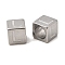 304 Stainless Steel European Beads, Large Hole Beads, Cube with Letter, Letter L, 7x7x7mm, Hole: 5.5mm
