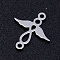 Tarnish Resistant 201 Stainless Steel 2-Loop Link Pendants, Angel, Stainless Steel Color, 15.5x14x1mm, Hole: 1.4mm