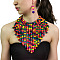 Bohemian Style Wood Round Beaded Pendant Necklaces & Dangle Earrings Sets, Colorful, 380mm