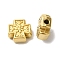 304 Stainless Steel Beads, Cross with Flower, Golden, 8x8x3.5mm, Hole: 1.6mm