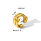 Irregular Hammered Stainless Steel Open Cuff Rings, Summer Beach, No Fading, Real 18K Gold Plated, Inner Diameter: 17mm