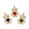 Brass Micro Pave Cubic Zirconia Pendants, Cadmium Free & Lead Free, Bear with Heart Charms, Real 18K Gold Plated, Mixed Color, 26.5x20x5.5mm, Hole: 3.5x4mm
