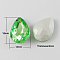 Glass Pointed Back Rhinestone, Back Plated, Faceted, Teardrop, Lime, 18x13x6mm