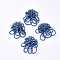 Glass Cabochons, Cluster Beads, with Seed Beads and Golden Plated Iron Sieve Findings, Blue, 48~55mm