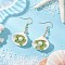 Shell Shape 304 Stainless Steel Dangle Earrings, with Shell Pendants & Cylinder Seed Bead & Shell Pearl Bead, Olive Drab, 46x25mm