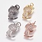 Brass Micro Pave Cubic Zirconia Kitten Charms, Cat Silhouette Shape, Mixed Color, 14x9x2.5mm, Hole: 2mm