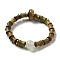 Sandalwood Verawood Bamboo Joint Beaded Stretch Bracelet, Synthetic Luminous Mala Beads Bracelet for Women, Olive, Inner Diameter: 2-1/4 inch(5.8cm)