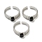 Natural Dyed & Heated Black Agate Adjustable Rings, with Platinum Brass Findings, Long-Lasting Plated, Jewely for Women, Rectangle, 5.2mm, Inner Diameter: Adjustable