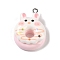 Opaque Resin Imitation Food Pendants, Animal Donut Charms with Platinum Plated Iron Loops, Rabbit, 30x21x9mm, Hole: 2mm