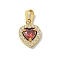 Ion Plating(IP) 304 Stainless Steel Micro Pave Cubic Zirconia Pendants, Golden Charms, Heart, 13x9.5x3.5mm, Hole: 4X2.5mm