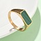 316L Stainless Steel Natural Malachite Finger Rings for Women, Rectangle, Ion Plating(IP), US Size 9(18.9mm)