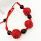 Round Adjustable Cinnabar Braided Bead Bracelets, Feng Shui Energy Bracelets for Women, Red, 7-1/8 inch(18cm)
