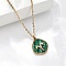 304 Stainless Steel Micro Pave Cubic Zirconia constellation Pendant Necklaces, with Synthetic Malachite, Golden, Aries, 17.72 inch(45cm) long+50mm extender