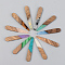 Resin & Walnut Wood Pendants, Teardrop, Mixed Style, Mixed Color, 44x7.5x3mm, Hole: 1.5mm