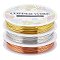 3 Rolls 3 Colors Copper Jewelry Craft Wire, Round, for Beading Jewelry Craft Making, Mixed Color, 20 Gauge, 0.8mm, about 16.40 Feet(5m)/roll, 1 roll/color