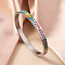 304 Stainless Steel Enamel Bangles, Hinged Bangles for Women, Rectangle, Real 18K Gold Plated, Real 18K Gold Plated, Cerise, Inner Diameter: 2-3/8 inch(6cm)