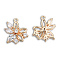 Brass Pave Clear Cubic Zirconia Pendants, Cadmium Free & Lead Free, Flower, Light Gold, 18x15x5mm, Hole: 1.4mm