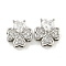 Brass with Clear Cubic Zirconia Charms, Cadmium Free & Nickel Free & Lead Free, Heart, Platinum, 11x10x5mm, Hole: 3x1.5mm
