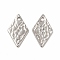 Non-Tarnish 304 Stainless Steel Pendants, Textured, Rhombus, Stainless Steel Color, 16x9.5x0.6mm, Hole: 1.4mm