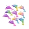 Opaque Resin Pendants, Dolphin, with Platinum Iron Loop & Glitter, Mixed Color, 26x33x6.5mm, Hole: 2mm