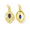 Brass Micro Pave Clear Cubic Zirconia Pendants, Cadmium Free & Nickel Free & Lead Free, with Glass and Jump Ring, Horse Eye Charms, Real 18K Gold Plated, 20.5x10.5x3.8mm, Hole: 3.4mm