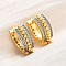 Brass Micro Pave Clear Cubic Zirconia Hoop Earrings, Long-Lasting Plated, Lead Free & Cadmium Free, Real 18K Gold Plated, 17x18x6.5mm