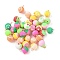 Handmade Polymer Clay Pendants, Round Charms, with Brass Findings, Golden, 12~12.5x8mm, Hole: 1.5x3.2mm