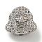 Brass Micro Pave Clear Cubic Zirconia Beads, Cadmium Free & Nickel Free & Lead Free, Buddha Head, Platinum, 13.5x15x9.5mm, Hole: 2mm