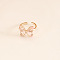 Butterfly Brass Glass Cuff Rings, Golden, Misty Rose, Inner Diameter: Adjustable