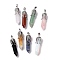 Natural & Synthetic Gemstone Big Pointed Pendants, with Platinum Tone Brass Findings, Cadmium Free & Lead Free, Bullet with Leaf, 53.5~57x14~15x14~15mm, Hole: 7x4mm