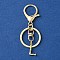 Alloy Initial Letter Charm Keychains, with Alloy Clasp, Golden, Letter L, 8.5cm