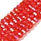 Transparent Glass Beads, 32 Facets, AB Color Plated, Round, Red, 6x5.5mm, Hole: 1.2mm, about 91~93pcs/strand, 19.57''~19.92''(49.7~50.6cm)