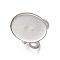 304 Stainless Steel Open Cuff Findings, Bezel Cup Ring Settings, Oval, Stainless Steel Color, Tray: 25x18mm, Inner Diameter: 18mm