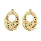 304 Stainless Steel Pendants, Textured Oval Charm, Golden, 22.5x15x2mm, Hole: 1.2mm