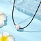 Natural Rose Quartz & Glass Seed Beads Cluster Flower Pendant Necklaces, Black Waxed Cotton Cord Necklaces for Women, Platinum, 17.40 inch(44.2cm)
