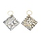 Brass with PU Leather Pendants, Rhombus, White, 63mm, Hole: 13.5mm