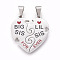 304 Stainless Steel Split Pendants, with Enamel, Heart with Word Best Friend, Stainless Steel Color, 33x31x2.5mm, Hole: 5x10mm