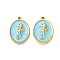 304 Stainless Steel Pendants, with Enamel, Ion Plating(IP), Real 18K Gold Plated, Oval, Sea Horse, 20x13.5x3mm, Hole: 1.2mm